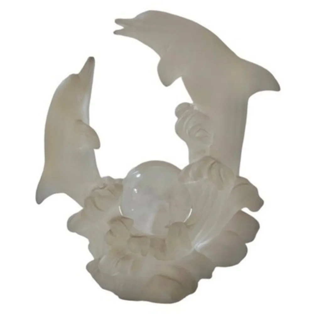 Playing Dolphins Frosted Glass Figurine 7.5